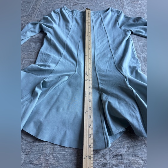 COS Light green/blue Long Sleeve scuba jersey top peplum stretch fit and flare - Picture 6 of 8